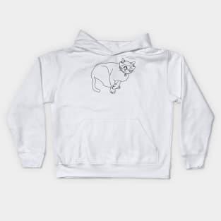 Cool Cat Line Work Illustration Kids Hoodie